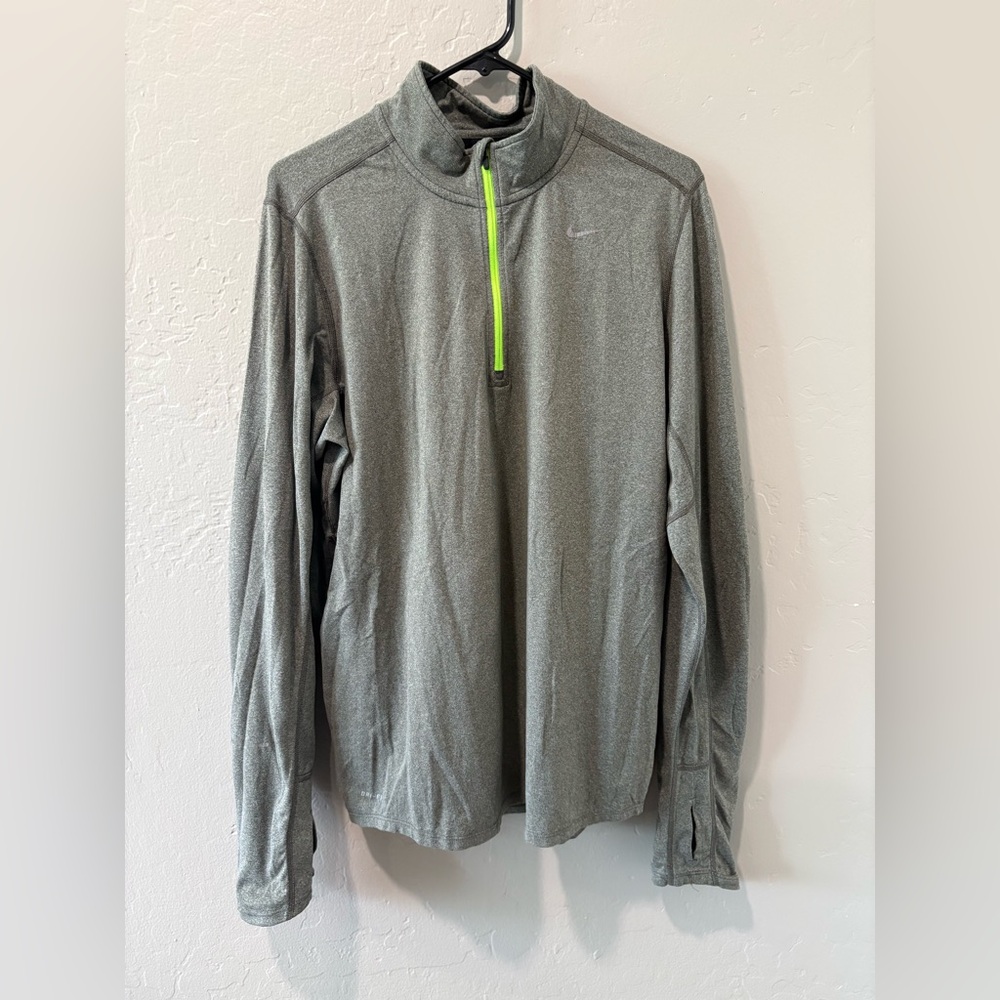 Nike Dri-Fit Gray with Neon Accent Quarter Zip